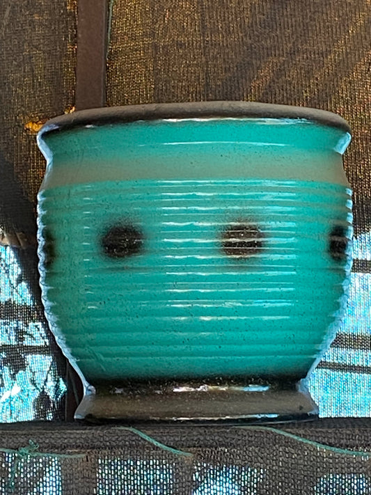 Sea Blue Solid Lines Ceramic Pot - Medium (12 inches)