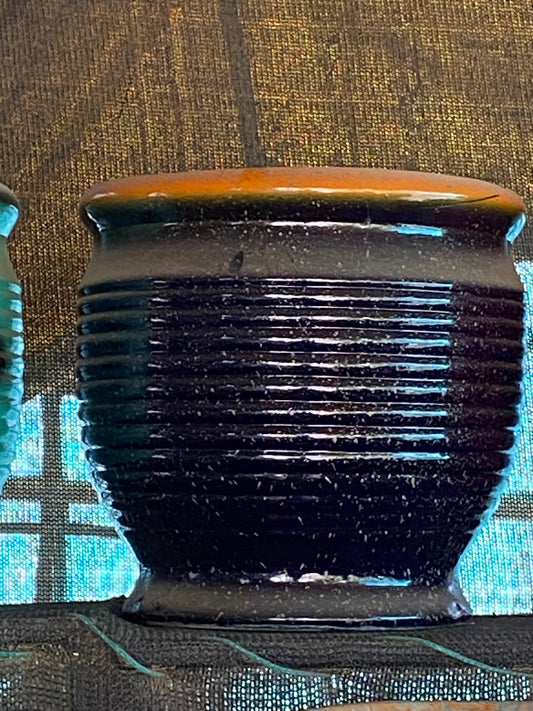 Navy Blue Solid Lines Ceramic Pot - Medium (12 inches)