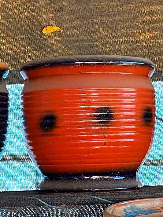 Rust Orange Solid Lines Ceramic Pot - Medium (12 inches)