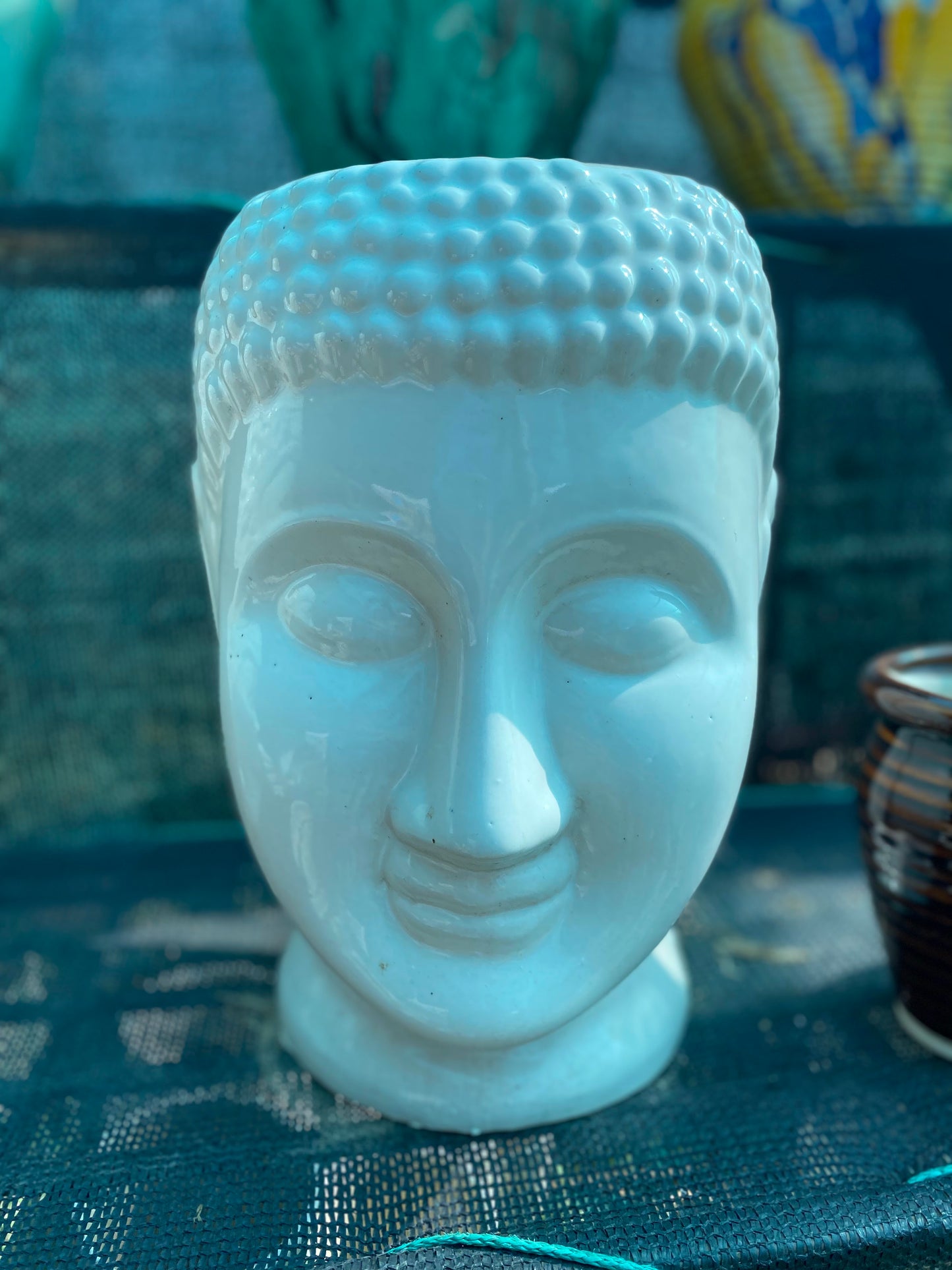 Buddha Zen Ceramic Pot White - Medium (8 inches)
