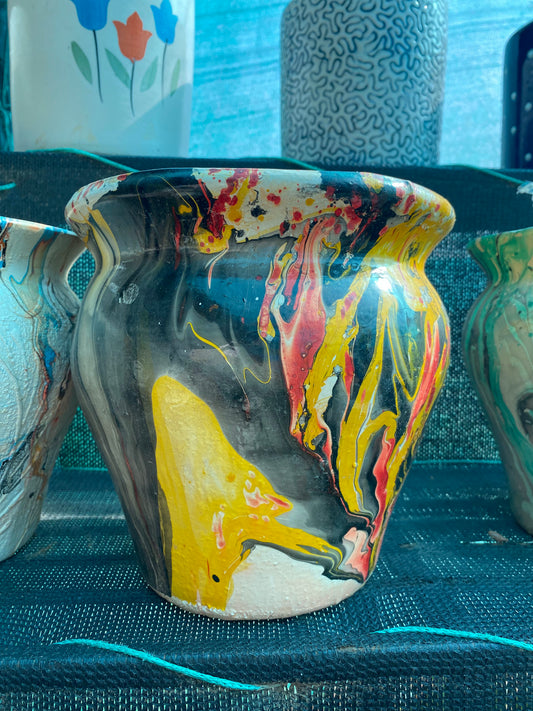 Multicolor Abstract Pattern Ceramic Pot - Medium (10 inches)